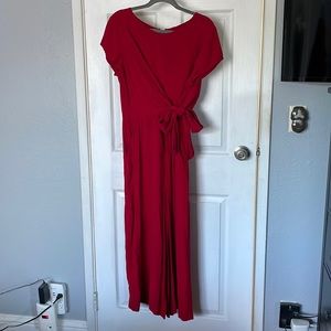 Maeve Red Crepe Crop Jumpsuit